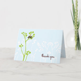 Tarjeta De Agradecimiento Lovebirds (Azul Polvo) Gracias