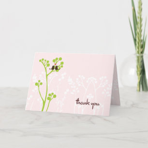 Tarjeta De Agradecimiento Lovebirds (Rosa Sonrojado) Gracias