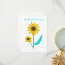 Tarjeta De Agradecimiento Lovely Hand Drawn Digital Sweet Sunflower