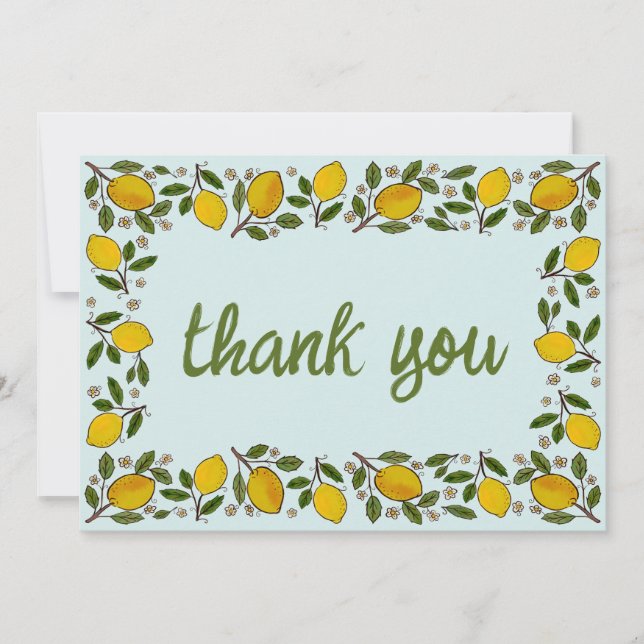Tarjeta De Agradecimiento Lovely Lemons Rustic PERSONALIZADO BABY SHOWER (Anverso)