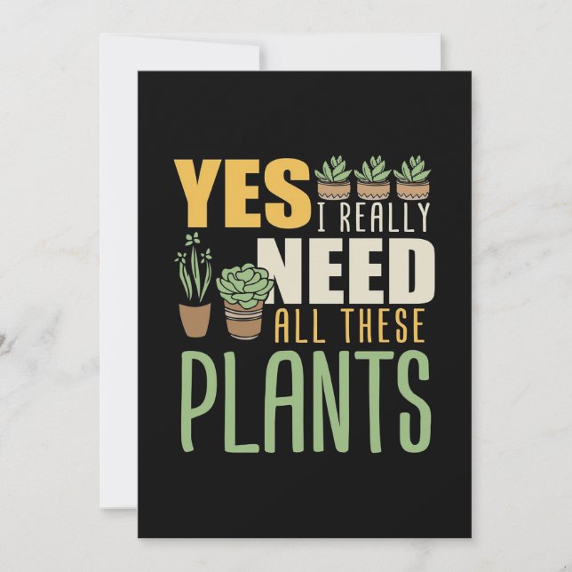 Tarjeta De Agradecimiento Lover De Plantas Realmente Necesito Todas Estas Pl (Anverso)
