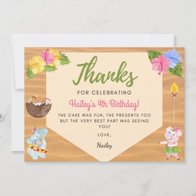 Tarjeta De Agradecimiento Luau Gracias Card (Anverso)