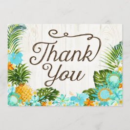 Tarjeta De Agradecimiento Luau Tropical Floral Beach Rustic Gracias