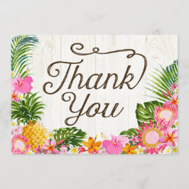 Tarjeta De Agradecimiento Luau Tropical Floral Beach Rustic Gracias