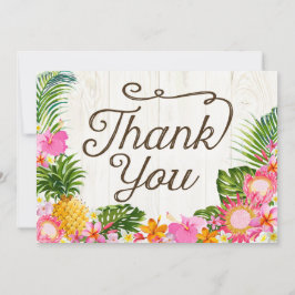 Tarjeta De Agradecimiento Luau Tropical Floral Beach Rustic Gracias