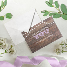 Tarjeta De Agradecimiento Luces de Barnwood Lilac Bat Mitzvah