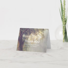 Tarjeta De Agradecimiento Luces de Cadena Árbol Rústico Soñador Boda Agradec