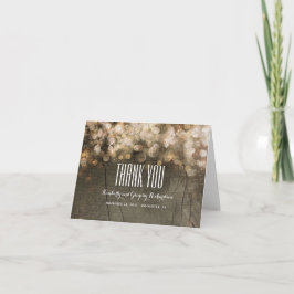 Tarjeta De Agradecimiento Luces de Cadena con Brillo Dorado Madera Rústica G