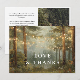 Tarjeta De Agradecimiento Luces de Cadena de Bosque Acuarela Boho Boda Foto