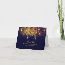 Tarjeta De Agradecimiento Luces de Cadena Doradas y Azules Marinos Agradecim