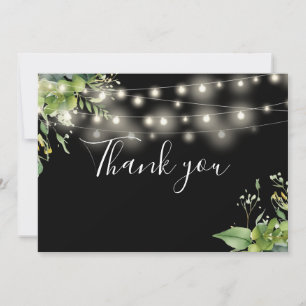 Tarjeta De Agradecimiento Luces de Cadena Florales de Vegetación Elegante