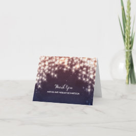Tarjeta De Agradecimiento Luces de Cuerda Boda Azul Marino Gracias