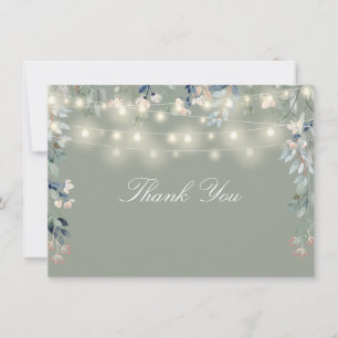 Tarjeta De Agradecimiento Luces de Cuerda de Flores Silvestres Florales Verd