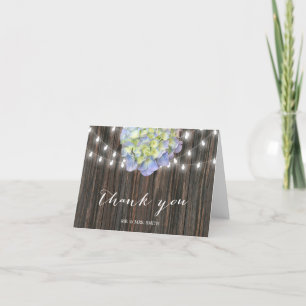 Tarjeta De Agradecimiento Luces de Cuerda de Hortensia Vintage de Madera de