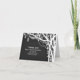 Tarjeta De Agradecimiento Luces de cuerda frascos de albañil árbol boda agra