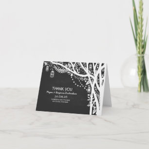 Tarjeta De Agradecimiento Luces de cuerda frascos de albañil árbol boda agra