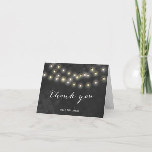 Tarjeta De Agradecimiento Luces de Cuerda Modernas de Verano para Bodas Agra