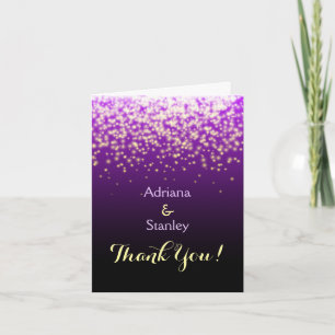 Tarjeta De Agradecimiento Luces espumosas moradas boda Gracias