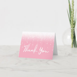 Tarjeta De Agradecimiento Luces modernas dulce blanco rosado 16