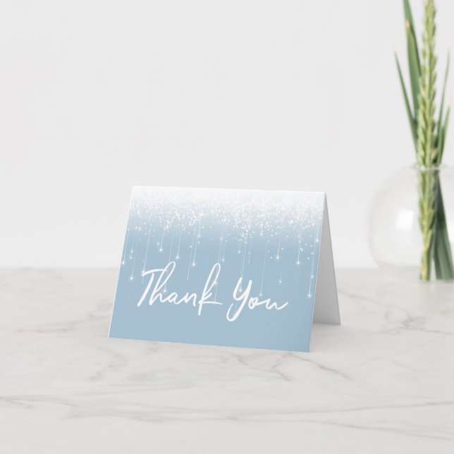 Tarjeta De Agradecimiento Luces modernas Dusty Blue Sweet 16 (Anverso)