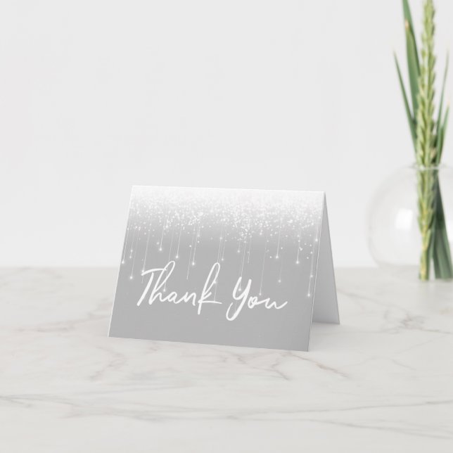 Tarjeta De Agradecimiento Luces modernas Gris White Sweet 16 (Anverso)