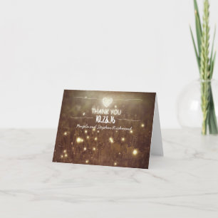 Tarjeta De Agradecimiento luces nocturnas luciérnagas caprichosa boda agrade