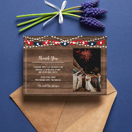 Tarjeta De Agradecimiento Luces Patrióticas Marco Boda de Banners del 4 de j