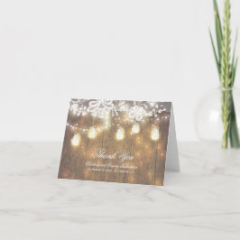 Tarjeta De Agradecimiento Luces Rústicas de Frasco de Mason y Encaje Agradec