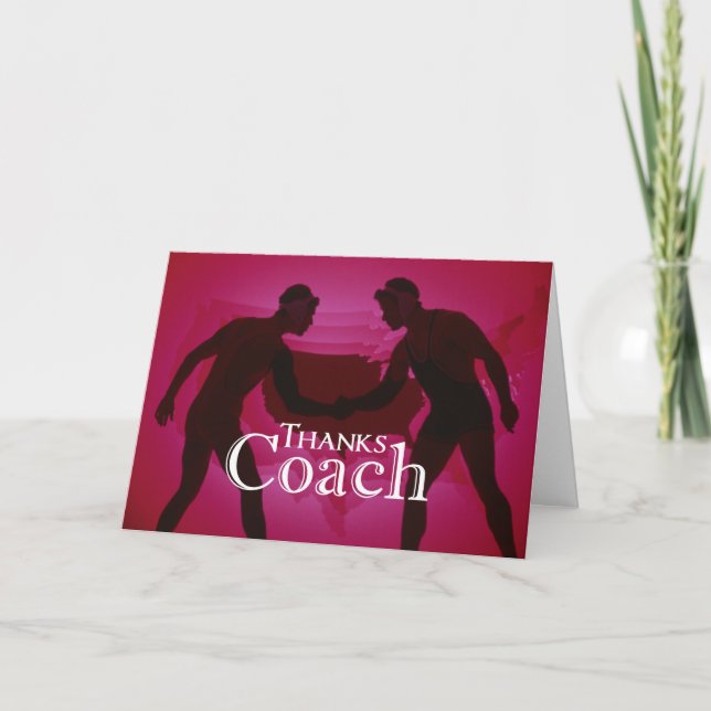 Tarjeta De Agradecimiento Lucha gracias entrenador Silhouette Red (Anverso)