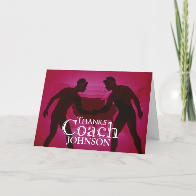 Tarjeta De Agradecimiento Lucha gracias entrenador Silhouette Red (Anverso)