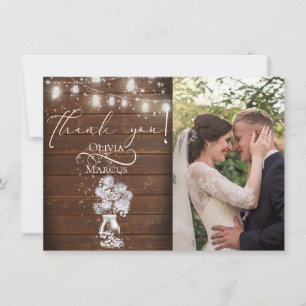 Tarjeta De Agradecimiento Luciérnagas de madera rústica de granero