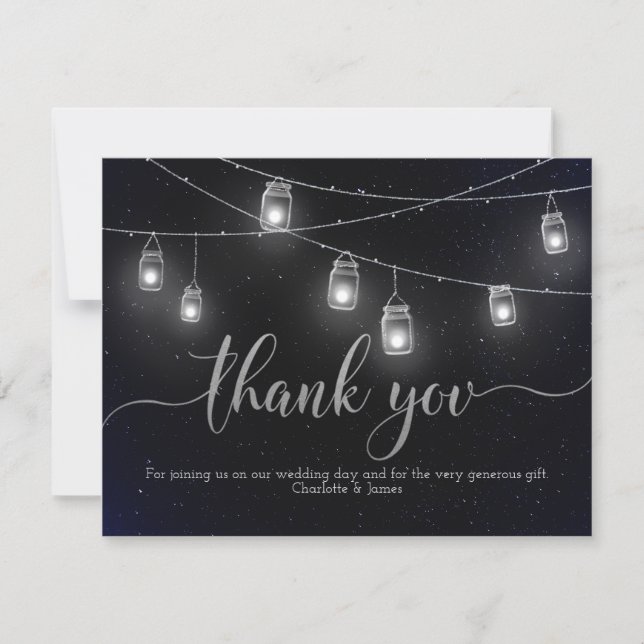 Tarjeta De Agradecimiento Luciérnagas y el cielo nocturno de Mason Jar Graci (Anverso)