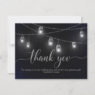 Tarjeta De Agradecimiento Luciérnagas y el cielo nocturno de Mason Jar Graci