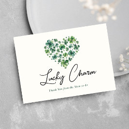 Tarjeta De Agradecimiento Lucky Charm Shamrock Heart Baby Shower