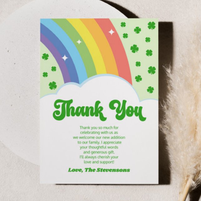Tarjeta De Agradecimiento Lucky Charm St. Patrick's Day Baby Shower (Subido por el creador)