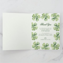 Tarjeta De Agradecimiento Lucky in Love Bridal Shower Green Shamrock 