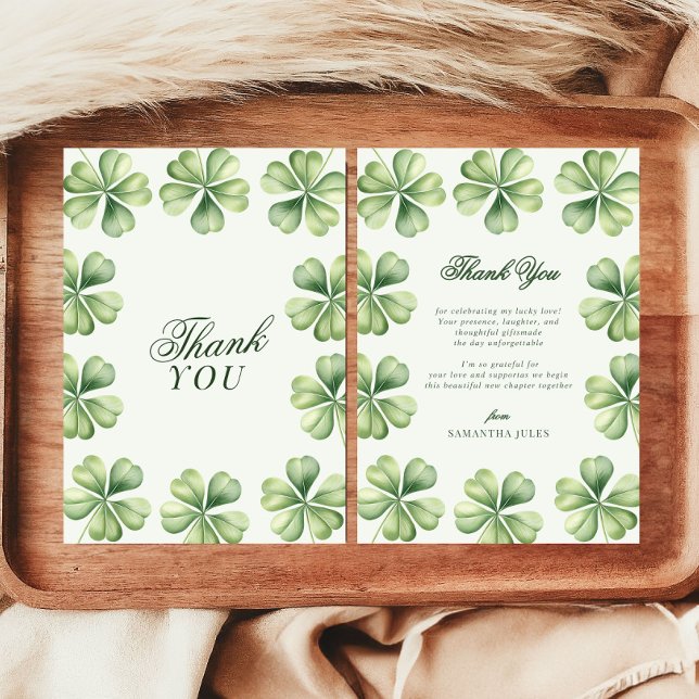 Tarjeta De Agradecimiento Lucky in Love Bridal Shower Green Shamrock  (Subido por el creador)