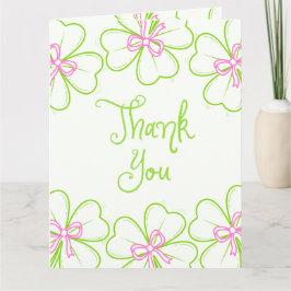 Tarjeta De Agradecimiento Lucky in Love Bridal Shower Pink Green Shamrock 