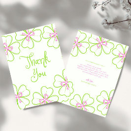 Tarjeta De Agradecimiento Lucky in Love Bridal Shower Pink Green Shamrock 