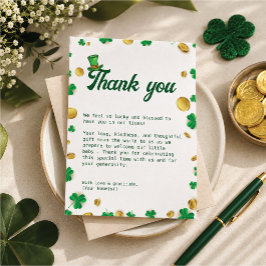 Tarjeta De Agradecimiento Lucky Little One – Baby Shower del Día de San Patr