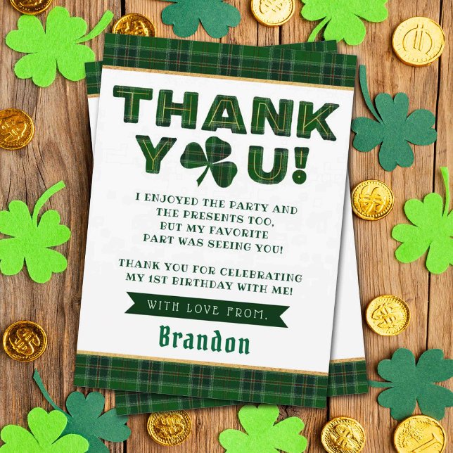 Tarjeta De Agradecimiento Lucky Little Shamrock 1er cumpleaños (Subido por el creador)