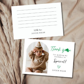 Tarjeta De Agradecimiento Lucky One Birthday Photo Thank You Card