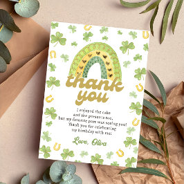 Tarjeta De Agradecimiento Lucky One Rainbow Shamrock Birthday Thank You Card