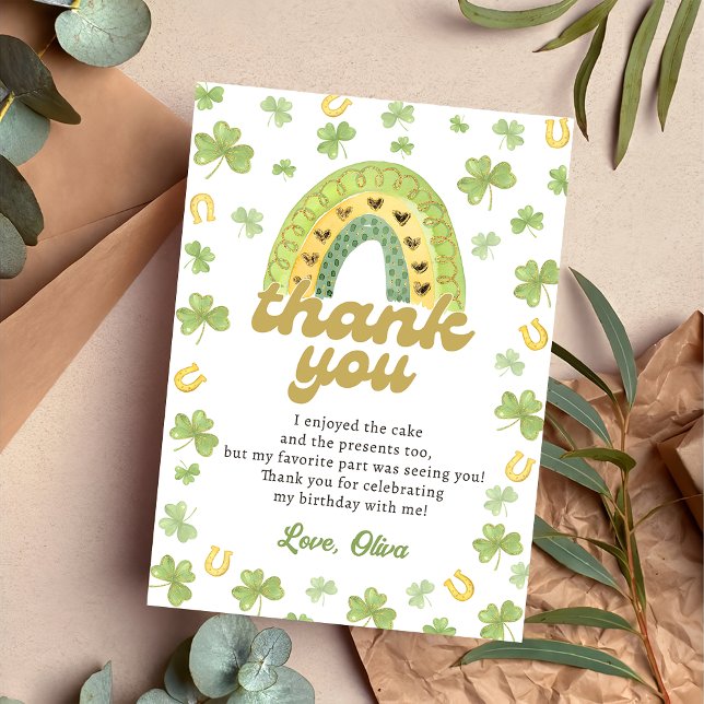 Tarjeta De Agradecimiento Lucky One Rainbow Shamrock Birthday Thank You Card (Subido por el creador)
