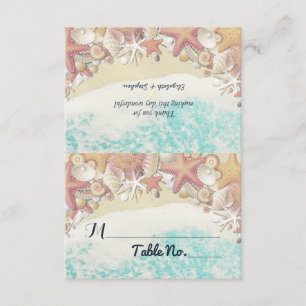 Tarjeta De Agradecimiento Lugar de Boda Número de Mesa Verano Playa Estrella