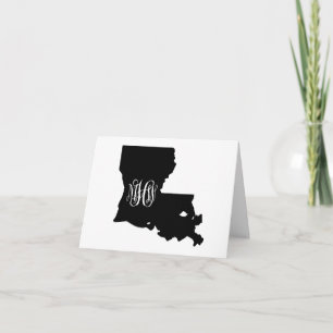 Tarjeta De Agradecimiento Luisiana Negro Blanco Vid Monograma DIY BG Sv