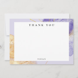 Tarjeta De Agradecimiento Lujo Abstracto Púrpura y Dorado