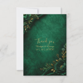 Tarjeta De Agradecimiento Lujo Elegancia Floral de Terciopelo Esmeralda para