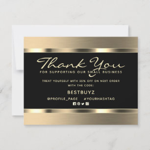 Tarjeta De Agradecimiento Lujo elegante de oro