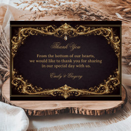 Tarjeta De Agradecimiento Lujo Oro Ornate Brillo